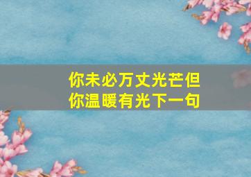 你未必万丈光芒但你温暖有光下一句