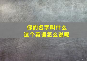 你的名字叫什么这个英语怎么说呢