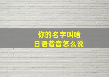 你的名字叫啥日语谐音怎么说