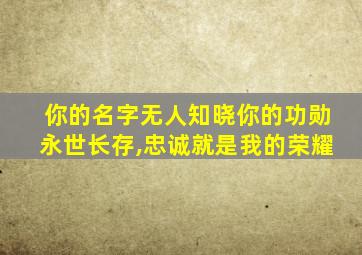 你的名字无人知晓你的功勋永世长存,忠诚就是我的荣耀