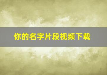 你的名字片段视频下载