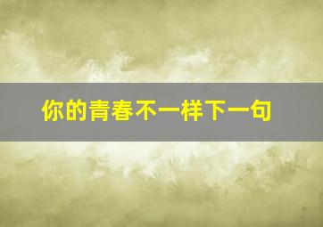 你的青春不一样下一句