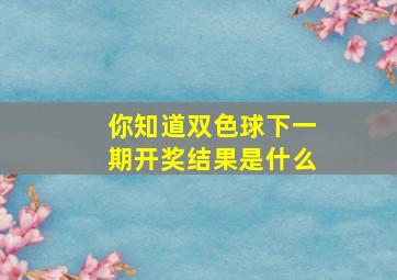 你知道双色球下一期开奖结果是什么