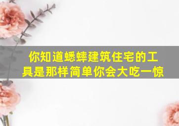 你知道蟋蟀建筑住宅的工具是那样简单你会大吃一惊