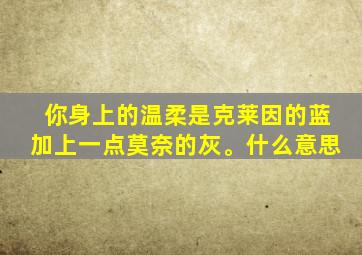 你身上的温柔是克莱因的蓝加上一点莫奈的灰。什么意思