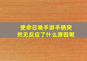 使命召唤手游手柄突然无反应了什么原因呢