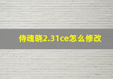 侍魂晓2.31ce怎么修改