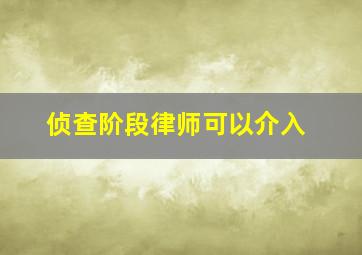 侦查阶段律师可以介入