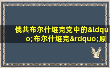 俄共布尔什维克党中的“布尔什维克”原意为