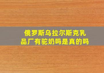 俄罗斯乌拉尔斯克乳品厂有驼奶吗是真的吗