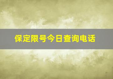 保定限号今日查询电话