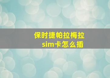 保时捷帕拉梅拉sim卡怎么插