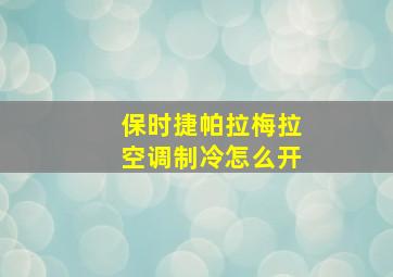 保时捷帕拉梅拉空调制冷怎么开