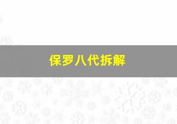 保罗八代拆解