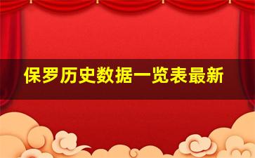 保罗历史数据一览表最新