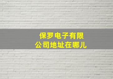 保罗电子有限公司地址在哪儿