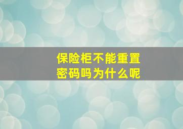 保险柜不能重置密码吗为什么呢