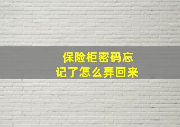 保险柜密码忘记了怎么弄回来