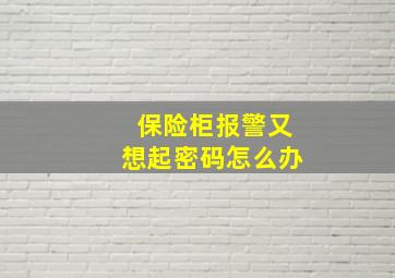 保险柜报警又想起密码怎么办