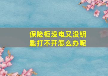 保险柜没电又没钥匙打不开怎么办呢