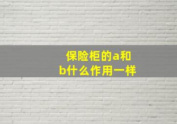 保险柜的a和b什么作用一样