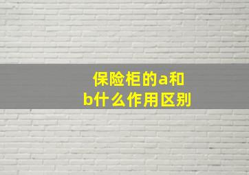 保险柜的a和b什么作用区别