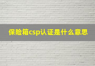 保险箱csp认证是什么意思