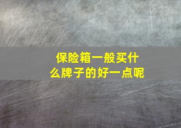 保险箱一般买什么牌子的好一点呢