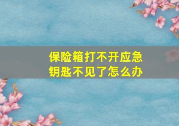 保险箱打不开应急钥匙不见了怎么办