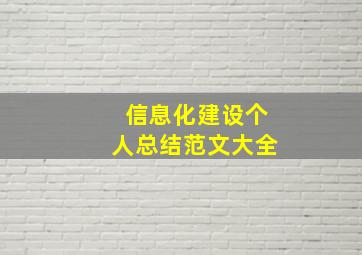 信息化建设个人总结范文大全