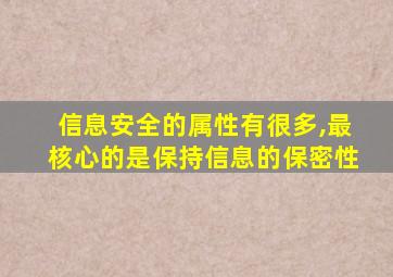 信息安全的属性有很多,最核心的是保持信息的保密性