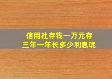 信用社存钱一万元存三年一年长多少利息呢