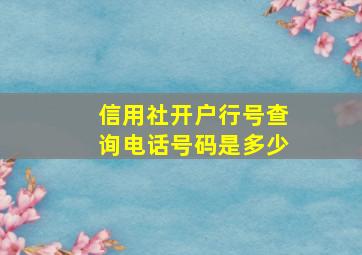 信用社开户行号查询电话号码是多少