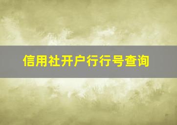 信用社开户行行号查询