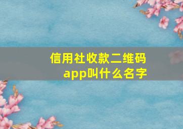 信用社收款二维码app叫什么名字