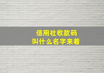 信用社收款码叫什么名字来着