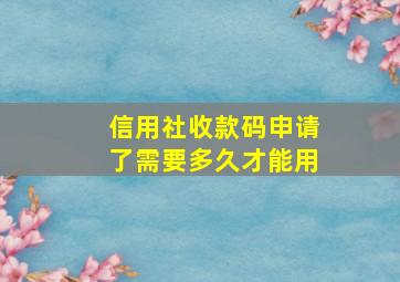 信用社收款码申请了需要多久才能用