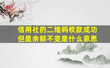 信用社的二维码收款成功但是余额不变是什么意思