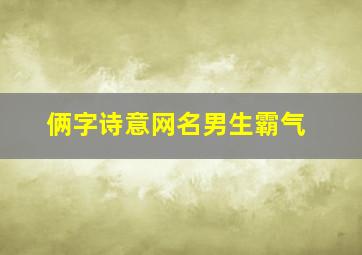 俩字诗意网名男生霸气