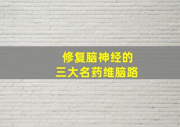 修复脑神经的三大名药维脑路