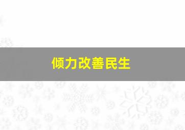 倾力改善民生