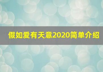 假如爱有天意2020简单介绍