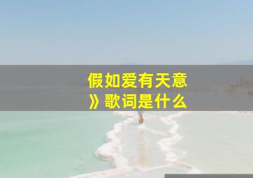 假如爱有天意》歌词是什么