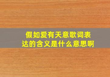 假如爱有天意歌词表达的含义是什么意思啊