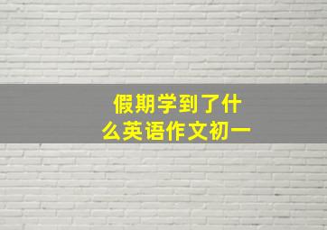 假期学到了什么英语作文初一