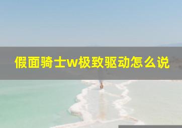 假面骑士w极致驱动怎么说