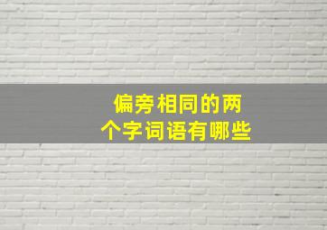 偏旁相同的两个字词语有哪些