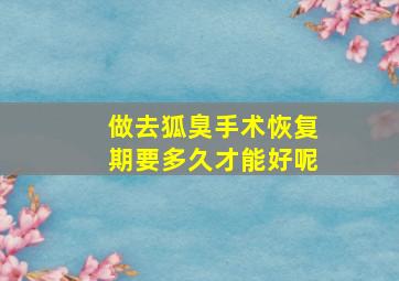 做去狐臭手术恢复期要多久才能好呢