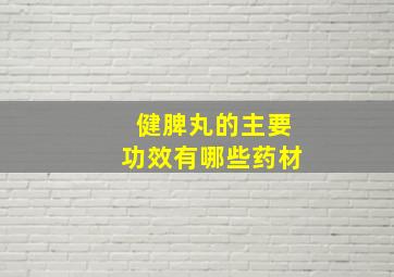 健脾丸的主要功效有哪些药材