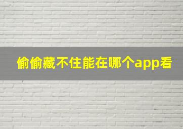 偷偷藏不住能在哪个app看